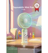Torima Şarjlı El Vantilatörü Masaüstü Stantlı 3 Kademeli Taşınabilir Mini Fan F56 Yeşil