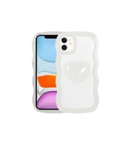 Apple iPhone 11 Uyumlu Kılıf Renkli Kalp Figürlü Zore Ponçik Kapak (Beyaz)