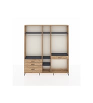 Arges Dolap 7 Raflı 4 Çekmeceli 3 Askılı 220x30x243 Çam-Antrasit/Çam