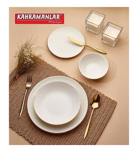 Kahramanlar Katre Gold 12 Kişilik 55 Parça Porselen Yemek Takımı 