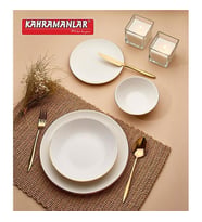 Kahramanlar Katre Gold 12 Kişilik 55 Parça Porselen Yemek Takımı 