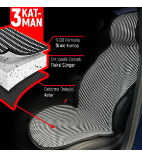 Peugeot 308 Uyumlu Koltuk Kılıfı Minder Çizgili Füme Beyaz 2+1 Ön Arka Set
