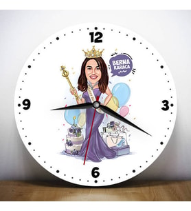 Güzellik Kraliçesi Kız Karikatürlü Duvar Saati