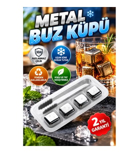 304 Paslanmaz Çelik Yeniden Kullanılabilir Metal Buz Küpü Seti 4'lü