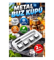 304 Paslanmaz Çelik Yeniden Kullanılabilir Metal Buz Küpü Seti 4'lü