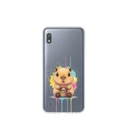 Samsung Galaxy A10 ile Uyumlu Splash Kapibara Tasarımlı Şeffaf Silikon Kılıf
