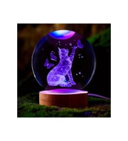 Kişiye Özel Işıklı Ahşap Kaideli Sevimli Kedi Temalı Cam Küre 8*6cm