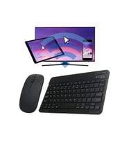 Tüm Cihazlara Uyumlu Akıllı Taşınabilir Şarj Edilebilir Kablosuz Bluetooth Klavye ve Mause Seti (Siyah)