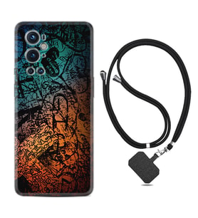 Tecno Spark 9 Pro Kılıf Silikon Boyun Askılı İpli Desenli Silikon İşaretler Tuval 1716