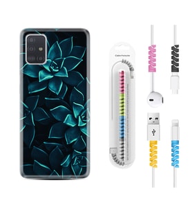 Samsung a71 A72 A73 A7 A9 2018 C7 C9 Kılıf Kablo Koruma Spiral Silikon Mistik Çiçekler 1650