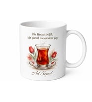 Türk Çayı Bardağı Temalı Baskılı Kupa Bardak Çay Hediye Porselen Mug