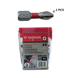 Vandor Anti Slip Bit Kaydırmaz Bits S2 Yüksek Kalite Çelik PH2 25 - 729927867458