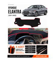e-biz HYUNDAİ ELANTRA (2017-2020) Uyumlu Torpido Örtüsü, Torpido Kılıfı - Siyah-Kırmızı - HU017