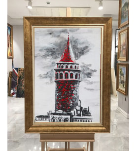Altın Varaklı Paspartulu Çerçeveli Tablo hb768