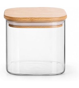 450ml Sızdırmaz Vakumlu Bambu Kapaklı Borosilikat Cam Kavanoz – Hava Geçirmez & Dayanıklı Gıda Saklama Kabı (10cm x 10cm x 10cm)
