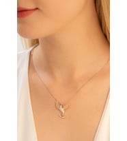 Kadın Gümüş Kolye - Anka Kuşu Zirconia Taşlı Rose • Işıklı Kutuda • Sevgiliye • Eşe • Anneye Kolye