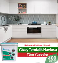 QUICKCARE Dezenfektanlı Yüzey Temizlik Havlusu 400 Yaprak, YEDEK POŞET Aloe Vera Kokulu
