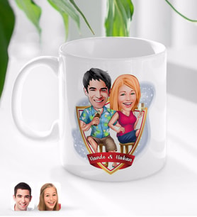 BK Gift Kişiye Özel İsimli Sevgililer Karikatürlü Beyaz Kupa Bardak-51