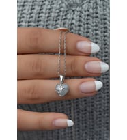 925 Ayar Gümüş Zirkon Taşlı Charm Kalp Kolye