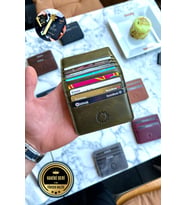 Rixe Antik Yeşil Unisex Hakiki Deri Kartlık Cüzdan ( Ultra Ince) Kişiye Özel Isim Baskılı