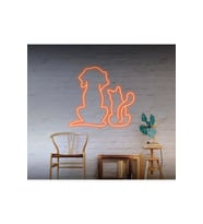 Kedi ve Köpek Figürlü Neon Tabela