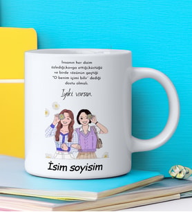 İYİ Kİ VARSIN Tasarımlı İsim Soyisim Yazılı Kişiye Özel Kupa Bardak