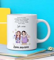 İYİ Kİ VARSIN Tasarımlı İsim Soyisim Yazılı Kişiye Özel Kupa Bardak