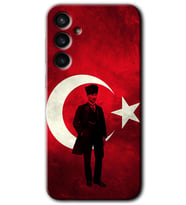 Galaxy S23 FE Kılıf HD Desen Baskılı Arka Kapak - Atatürk Bayrak