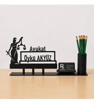 Avukatlara Özel Masa İsimliği - Kişiye Özel, Mesleklere Özel İsimlik - Metal Ofis İsimliği, Kalemlik ve Kartlık Seti- Yeni İş, Terfi Hediyesi