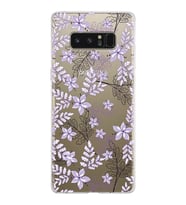 Samsung Galaxy Note 8 Kapak Floral Lila Tasarımlı Şeffaf Silikon Kılıf