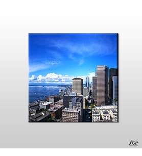 Metropol Ve Kıyı Şeridi Kanvas Tablo 100x100cm (Karışık)