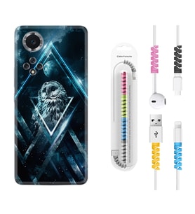 Huawei Nova Y70 Y90 Nova 9 SE  Kılıf Kablo Koruma Spiral Silikon Old Owl 1649