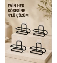 Delmeden Monte Tuvalet Kağıdı Askısı Siyah Metal Yapışkanlı Banyo Kağıtlığı 4’lü Set