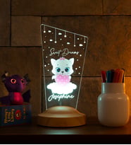 Pembe Kitty Kedicik Bebek Odası Gece Lambası Dekoru, İsimli Çocuklar İçin Şirin Kedili Hediye, Kız Çocuk Odasına Özel Hediye, Tatlı Kedi Tasarımlı Led Lamba