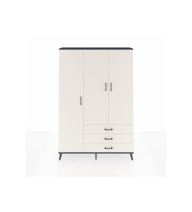 Arges Gardrop 6 Raflı 3 Çekmeceli Tek Askılı 132x30x195 Antrasit-Aytaşı
