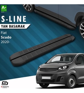S-Dizayn Fiat Scudo 3 Kısa Şase S-Line Siyah Yan Basamak 213 Cm 2020 Üzeri A+ Kalite