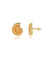 Fosil Ammonit Altın Kaplama Gümüş Küpe (Gold)