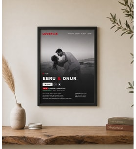 Loveflix Tablosu Kişiselleştirilmiş Netflix Posteri Aile, Arkadaşlar ve Çiftler İçin Özel Siyah