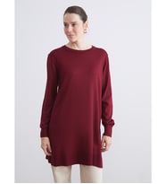 LCW ECO Bordo Bisiklet Yaka Kadın Triko Tunik