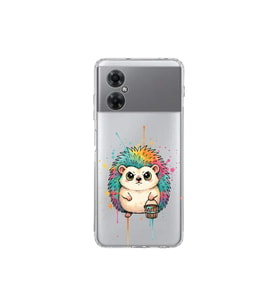 Redmi Note 11R ile Uyumlu Splash Kirpi Tasarımlı Şeffaf Silikon Kılıf