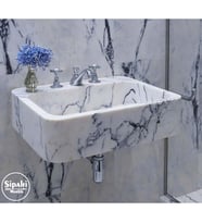 Sipahi Marble Leylak Beyaz Mermer Tasarım Derin Kare Lavabo