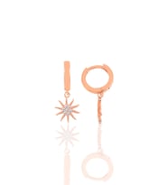 Söğütlü Silver Gümüş   zirkon taşlı güneş küpe (Rose)