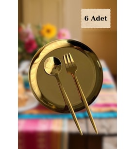 6'lı Mini Gold Renk Paslanmaz Çelik Çerez Tabağı Seti, 12cm
