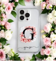 Pembe Çiçekli Harf Tasarımlı Kişiye Özel Telefon Kılıfı (Tüm Telefon Kılıfları Mevcuttur.)