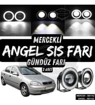 Opel Astra G 1998-2004 Uyumlu Mercekli Angel Sis Farı Metal 76 mm Beyaz Halkalı Gündüz Farı 2 Adet