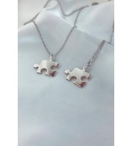 Kişiye Özel 925 Ayar Gümüş Çift Puzzle Kolye