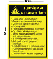 Metal Elektrik Pano Kullanım Talimatı 20cm x 30cm A4 Büyüklüğünde Uyarı Levhası Yönlendirme Tabelası