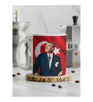 "Atam serisi" Atatürk2 Baskılı Özel Tasarım Kupa Bardak (Beyaz)
