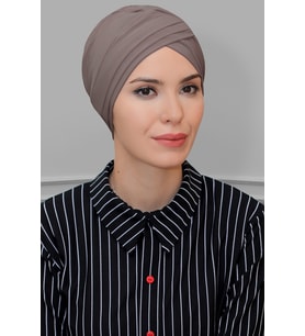Vizon Pratik Hazır Geçmeli Tesettür Bone Sandy Kumaş Üç Çapraz 1803_10