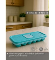 12 Bölmeli Buz Kalıbı Esnek Silikon Buz Küpü BPA FREE Kare Bas Parmak Buzluk Çapı 3,5 cm Mavi